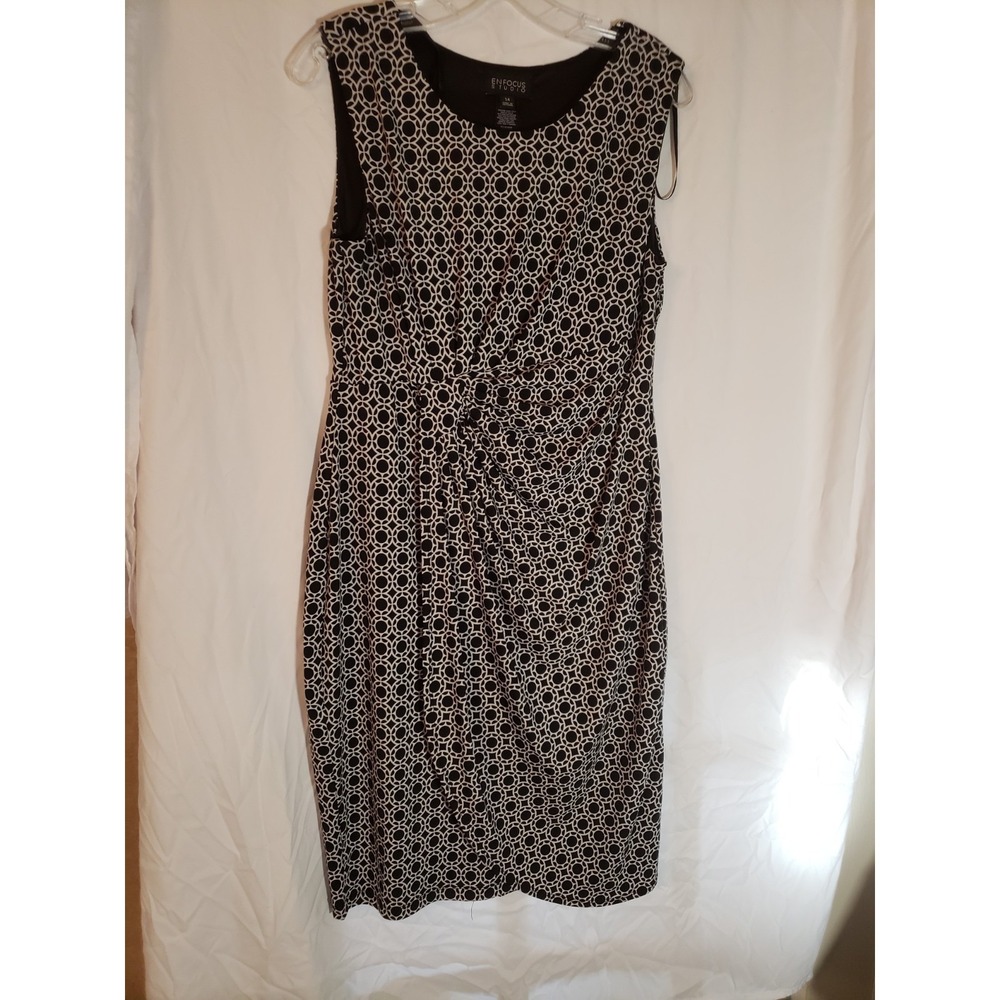 Women's Enfocus Studio Sleeveless Black Print Dress Size 14